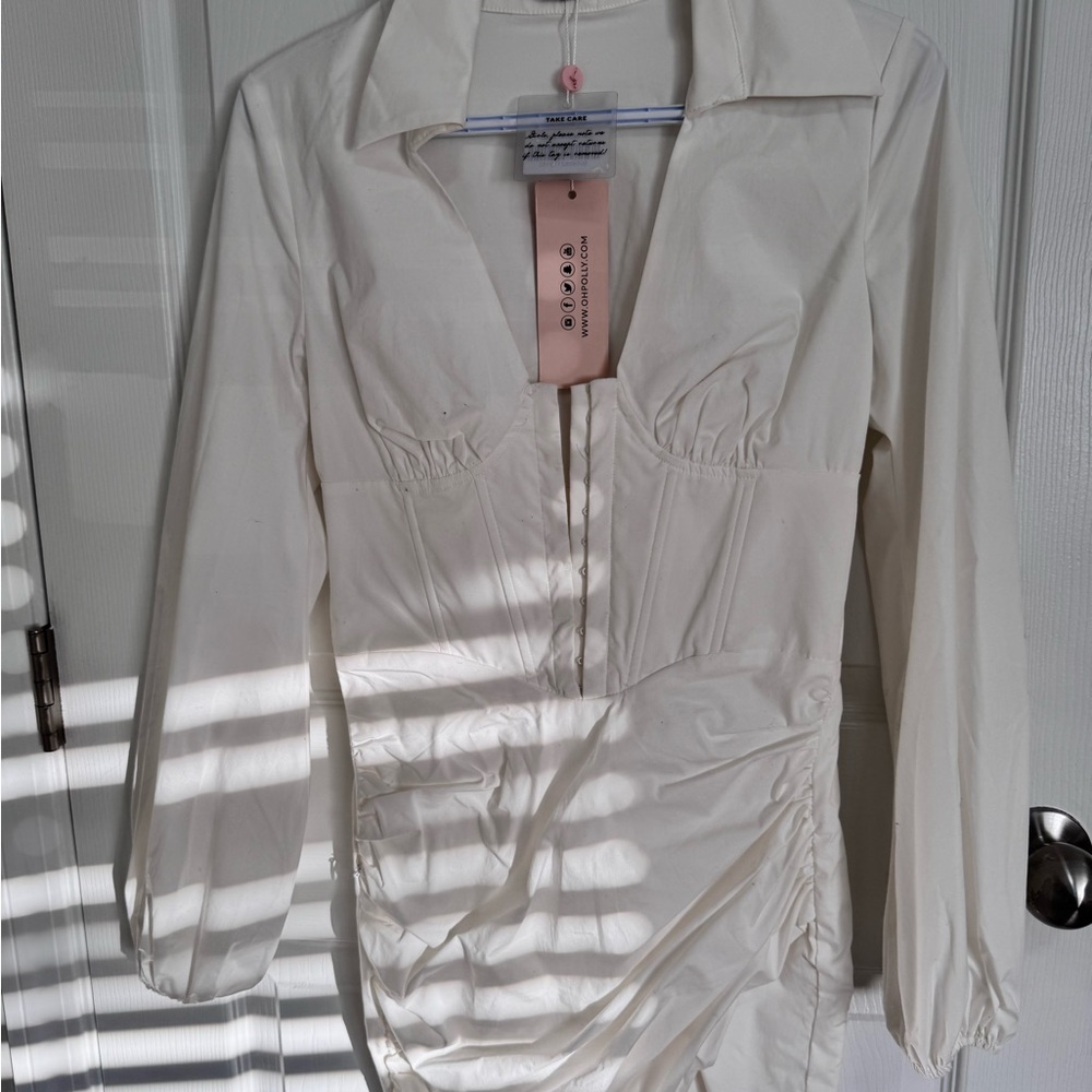 Oh Polly Cream Long Sleeve Dress